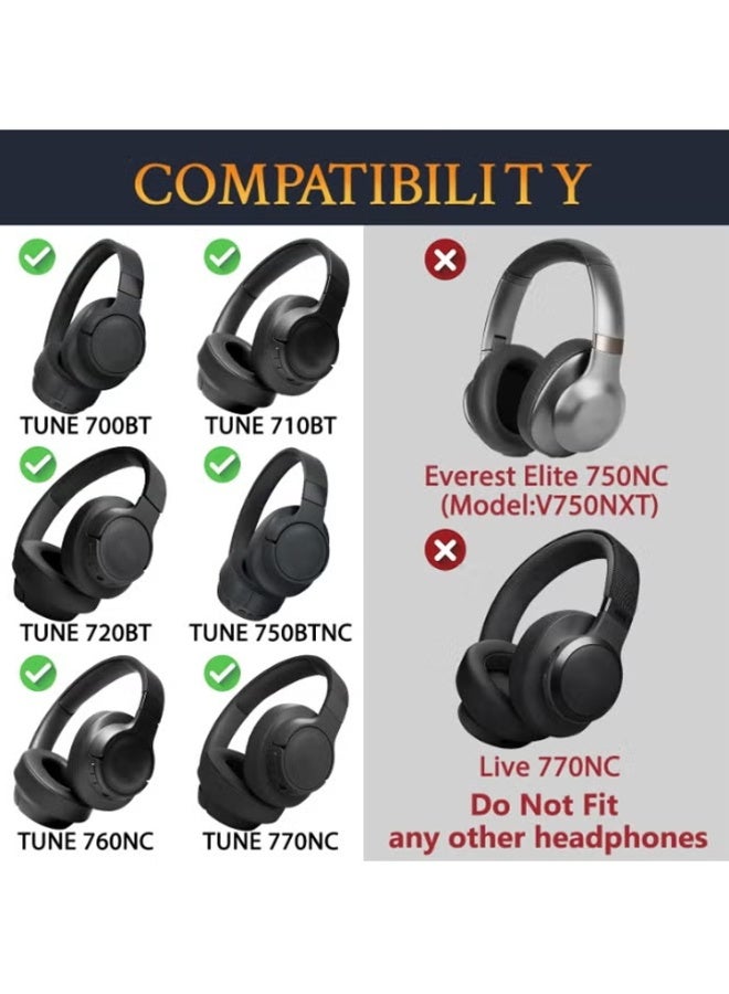 وسادات أذن بديلة لسماعات JBL Tune 700(700BT)/710(710BT)/720(720BT)/750(750BT,750BTNC)/760(760NC)/770(770NC)، وسادات أذن مصنوعة من إسفنج عازل للضوضاء أكثر نعومة (أسود) - Image 2